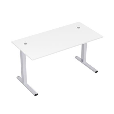 Стиль 2MLK.079 (Белый/Алюминий матовый) Стол рабочий, прямолинейный с кабель-каналом