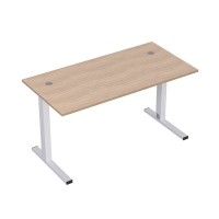 Стиль 2MLK.079 (Дуб/Алюминий матовый) Стол рабочий, прямолинейный с кабель-каналом