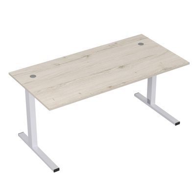 Стиль 2MLK.084 (Сканди/Алюминий матовый) Стол рабочий, прямолинейный с кабель-каналом