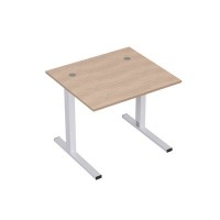 Стиль 2MLK.087 (Дуб/Алюминий матовый) Стол рабочий, прямолинейный с кабель-каналом
