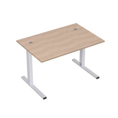 Стиль 2MLK.088 (Дуб/Алюминий матовый) Стол рабочий, прямолинейный с кабель-каналом