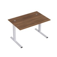 Стиль 2MLK.088 (Шамони темный/Алюминий матовый) Стол рабочий, прямолинейный с кабель-каналом