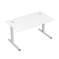 Стиль 2MLK.089 (Белый/Алюминий матовый) Стол рабочий, прямолинейный с кабель-каналом