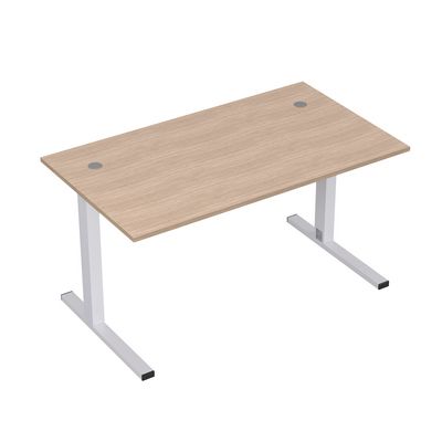 Стиль 2MLK.089 (Дуб/Алюминий матовый) Стол рабочий, прямолинейный с кабель-каналом
