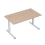Стиль 2MLK.089 (Дуб/Алюминий матовый) Стол рабочий, прямолинейный с кабель-каналом