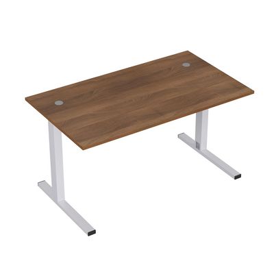 Стиль 2MLK.089 (Шамони темный/Алюминий матовый) Стол рабочий, прямолинейный с кабель-каналом