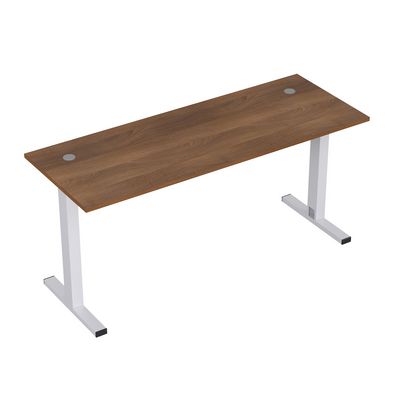 Стиль 2МТ.164 (Шамони темный/Алюминий матовый) Стол рабочий, прямолинейный