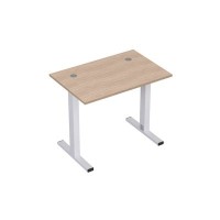 Стиль 2МТ.167 (Дуб/Алюминий матовый) Стол рабочий, прямолинейный