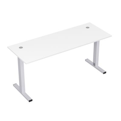 Стиль 2МТК.064 (Белый/Алюминий матовый) Стол рабочий, прямолинейный с кабель-каналом