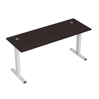 Стиль 2МТК.064 (Венге/Алюминий матовый) Стол рабочий, прямолинейный с кабель-каналом