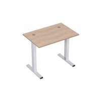 Стиль 2МТК.067  (Дуб/Алюминий матовый) Стол рабочий, прямолинейный с кабель-каналом