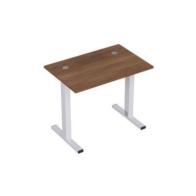 Стиль 2МТК.067  (Шамони темный/Алюминий матовый) Стол рабочий, прямолинейный с кабель-каналом