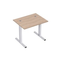 Стиль 2МТК.077 (Дуб/Алюминий матовый) Стол рабочий, прямолинейный с кабель-каналом