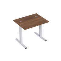 Стиль 2МТК.077 (Шамони темный/Алюминий матовый) Стол рабочий, прямолинейный с кабель-каналом