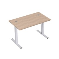 Стиль 2МТК.078  (Дуб/Алюминий матовый) Стол рабочий, прямолинейный с кабель-каналом