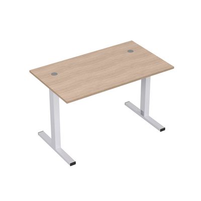 Стиль 2МТК.078  (Дуб/Алюминий матовый) Стол рабочий, прямолинейный с кабель-каналом