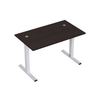 Стиль 2МТК.078  (Венге/Алюминий матовый) Стол рабочий, прямолинейный с кабель-каналом