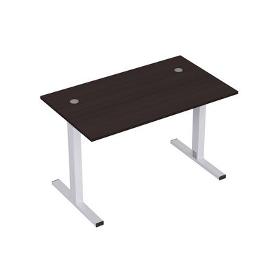 Стиль 2МТК.078  (Венге/Алюминий матовый) Стол рабочий, прямолинейный с кабель-каналом