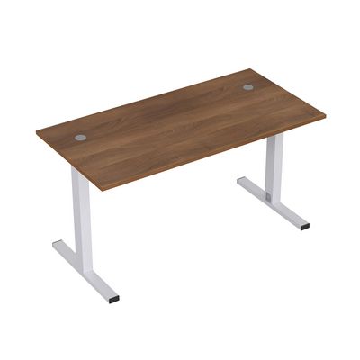 Стиль 2МТК.079 (Шамони темный/Алюминий матовый) Стол рабочий, прямолинейный с кабель-каналом