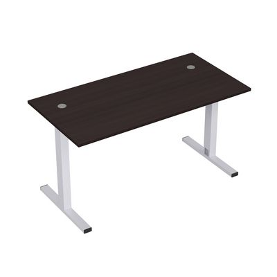 Стиль 2МТК.079 (Венге/Алюминий матовый) Стол рабочий, прямолинейный с кабель-каналом