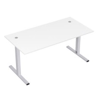 Стиль 2МТК.084  (Белый/Алюминий матовый) Стол рабочий, прямолинейный с кабель-каналом