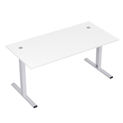 Стиль 2МТК.084  (Белый/Алюминий матовый) Стол рабочий, прямолинейный с кабель-каналом