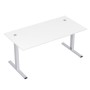 Стиль 2МТК.084  (Белый/Алюминий матовый) Стол рабочий, прямолинейный с кабель-каналом