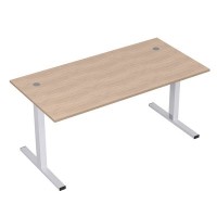 Стиль 2МТК.084  (Дуб/Алюминий матовый) Стол рабочий, прямолинейный с кабель-каналом
