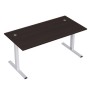 Стиль 2МТК.084  (Венге/Алюминий матовый) Стол рабочий, прямолинейный с кабель-каналом