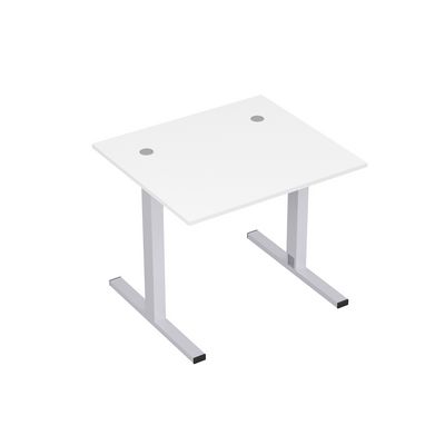 Стиль 2МТК.087  (Белый/Алюминий матовый) Стол рабочий, прямолинейный с кабель-каналом