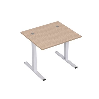 Стиль 2МТК.087  (Дуб/Алюминий матовый) Стол рабочий, прямолинейный с кабель-каналом