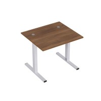 Стиль 2МТК.087  (Шамони темный/Алюминий матовый) Стол рабочий, прямолинейный с кабель-каналом