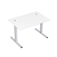 Стиль 2МТК.088  (Белый/Алюминий матовый) Стол рабочий, прямолинейный с кабель-каналом