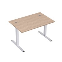 Стиль 2МТК.088  (Дуб/Алюминий матовый) Стол рабочий, прямолинейный с кабель-каналом