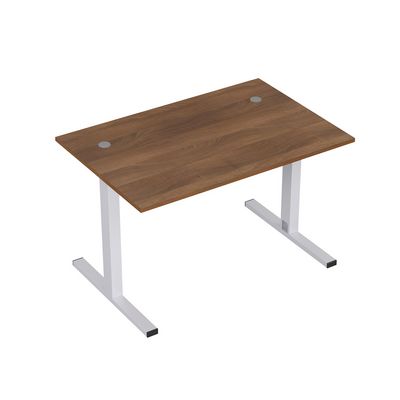 Стиль 2МТК.088  (Шамони темный/Алюминий матовый) Стол рабочий, прямолинейный с кабель-каналом