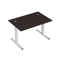 Стиль 2МТК.088  (Венге/Алюминий матовый) Стол рабочий, прямолинейный с кабель-каналом