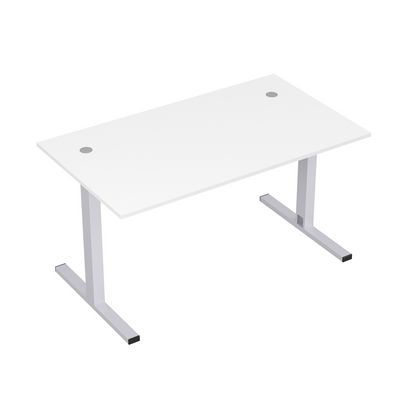 Стиль 2МТК.089  (Белый/Алюминий матовый) Стол рабочий, прямолинейный с кабель-каналом