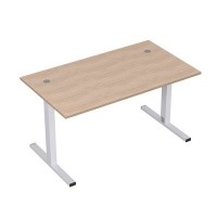 Стиль 2МТК.089  (Дуб/Алюминий матовый) Стол рабочий, прямолинейный с кабель-каналом
