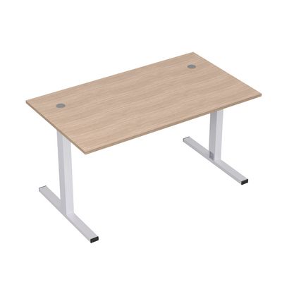 Стиль 2МТК.089  (Дуб/Алюминий матовый) Стол рабочий, прямолинейный с кабель-каналом