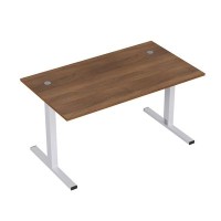 Стиль 2МТК.089  (Шамони темный/Алюминий матовый) Стол рабочий, прямолинейный с кабель-каналом