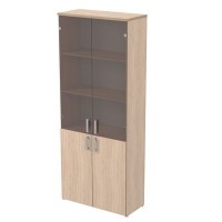 Стиль 2Ш.005.3 (Дуб) Шкаф для документов высокий со стеклом