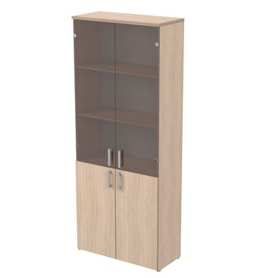 Стиль 2Ш.005.3 (Дуб) Шкаф для документов высокий со стеклом