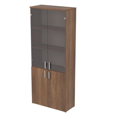 Стиль 2Ш.005.3 (Шамони темный) Шкаф для документов высокий со стеклом