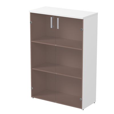 Стиль 2Ш.017.3 (Белый) Шкаф для документов средний со стеклом