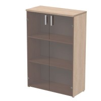Стиль 2Ш.017.3 (Дуб) Шкаф для документов средний со стеклом