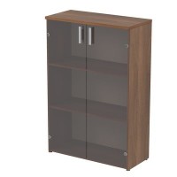 Стиль 2Ш.017.3 (Шамони темный) Шкаф для документов средний со стеклом
