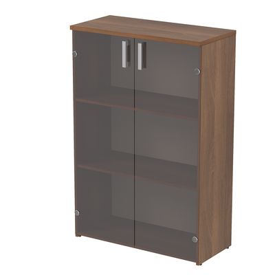 Стиль 2Ш.017.3 (Шамони темный) Шкаф для документов средний со стеклом