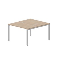 Strike STN2TG127 OWAL (Светлый дуб/Алюминий) Составной стол на 2 рабочих места, 4 громмета