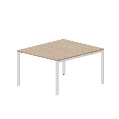 Strike STN2TG127 OWBL (Светлый дуб/Белый) Составной стол на 2 рабочих места, 4 громмета