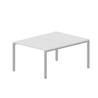 Strike STN2TG128 BLAL (Белый/Алюминий) Составной стол на 2 рабочих места, 4 громмета